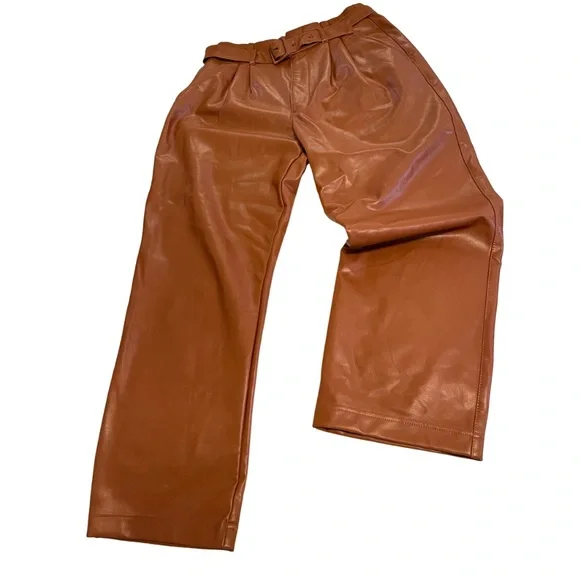 Abercrombie & Fitch brown vegan Leather Pants - Picture 3 of 11